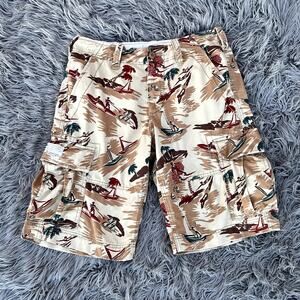 Vintage Ralph Lauren Denim & Supply Cargo Shorts Mens 30 Tropical Boats Cotton